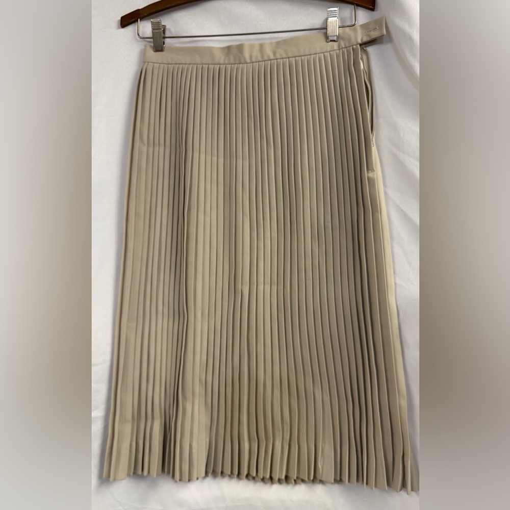 Pleated Midi Skirt in Beige - Classic Women's Skirt
